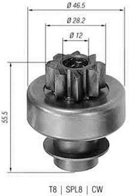 Pinion, starter - 940113020130 MAGNETI MARELLI