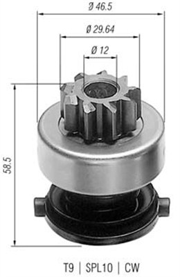Pinion, starter - 940113020136 MAGNETI MARELLI