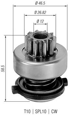 Pinion, starter - 940113020149 MAGNETI MARELLI