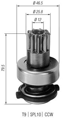 Pinion, starter - 940113020183 MAGNETI MARELLI