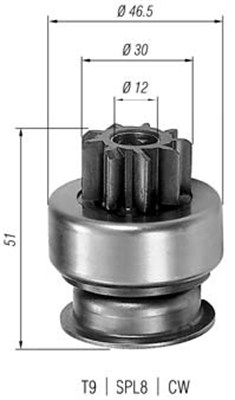 Pinion, starter - 940113020185 MAGNETI MARELLI