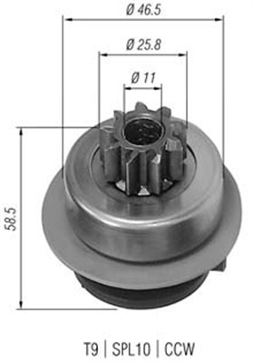 Pinion, starter - 940113020186 MAGNETI MARELLI