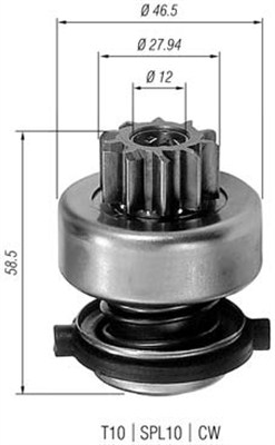 Pinion, starter - 940113020191 MAGNETI MARELLI
