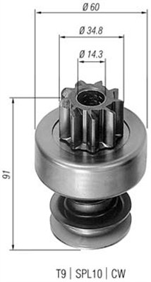 Pinion, starter - 940113020204 MAGNETI MARELLI