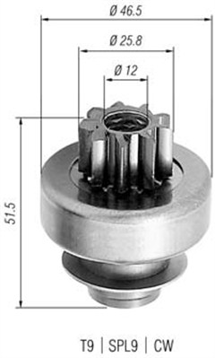 Pinion, starter - 940113020240 MAGNETI MARELLI