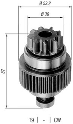 Pinion, starter - 940113020249 MAGNETI MARELLI