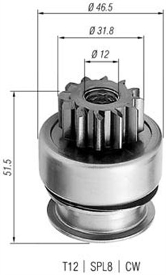 Pinion, starter - 940113020261 MAGNETI MARELLI