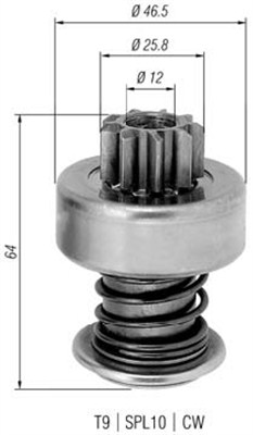 Pinion, starter - 940113020278 MAGNETI MARELLI