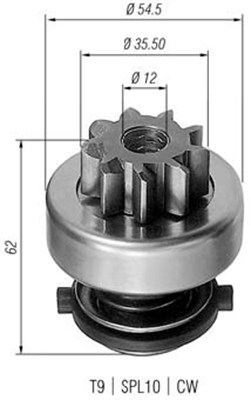 Pinion, starter - 940113020282 MAGNETI MARELLI