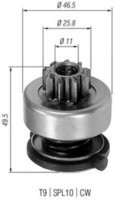 Pinion, starter - 940113020301 MAGNETI MARELLI