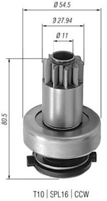 Pinion, starter - 940113020308 MAGNETI MARELLI