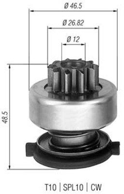 Pinion, starter - 940113020309 MAGNETI MARELLI
