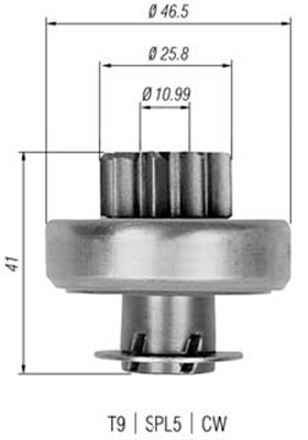 Pinion, starter - 940113020324 MAGNETI MARELLI