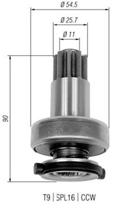 Pinion, starter - 940113020327 MAGNETI MARELLI