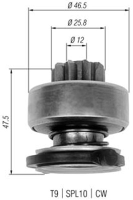 Pinion, starter - 940113020329 MAGNETI MARELLI