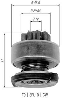 Pinion, starter - 940113020335 MAGNETI MARELLI