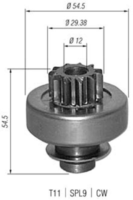Pinion, starter - 940113020347 MAGNETI MARELLI
