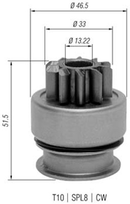 Pinion, starter - 940113020348 MAGNETI MARELLI