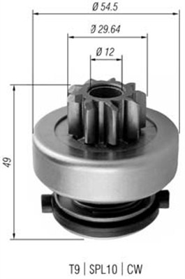 Pinion, starter - 940113020354 MAGNETI MARELLI