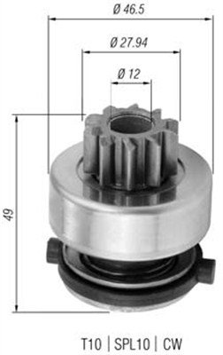 Pinion, starter - 940113020357 MAGNETI MARELLI