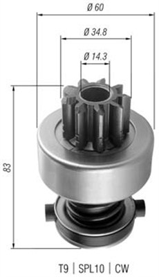 Pinion, starter - 940113020358 MAGNETI MARELLI