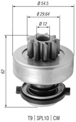 Pinion, starter - 940113020377 MAGNETI MARELLI