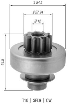 Pinion, starter - 940113020379 MAGNETI MARELLI