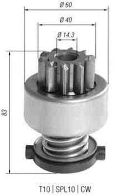 Pinion, starter - 940113020393 MAGNETI MARELLI