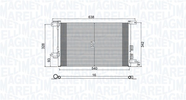 Condenser, air conditioning - 350203733000 MAGNETI MARELLI