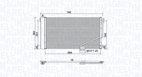 Condenser, air conditioning - 350203738000 MAGNETI MARELLI