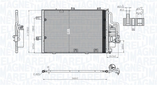 Condenser, air conditioning - 350203770000 MAGNETI MARELLI