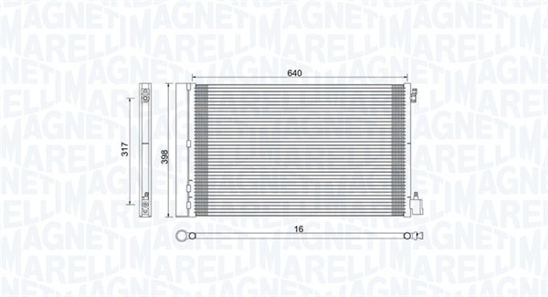 Condensatore, Climatizzatore - 350203779000 MAGNETI MARELLI