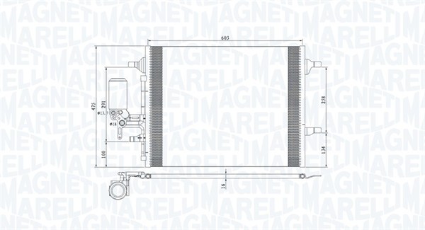 Condenser, air conditioning - 350203789000 MAGNETI MARELLI