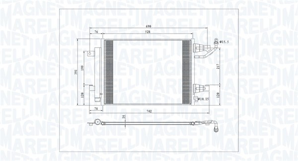 Condenser, air conditioning - 350203792000 MAGNETI MARELLI