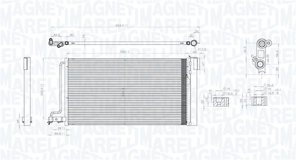 Condenser, air conditioning - 350203796000 MAGNETI MARELLI
