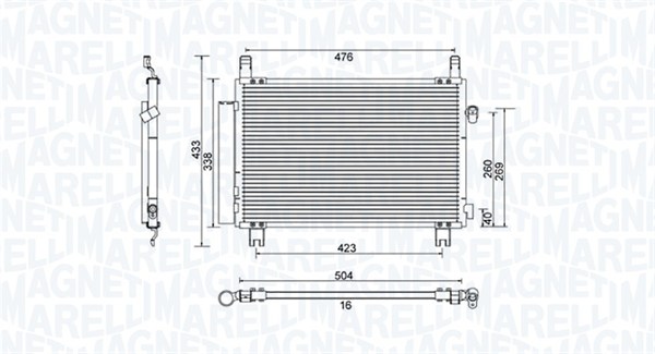 Condenser, air conditioning - 350203798000 MAGNETI MARELLI