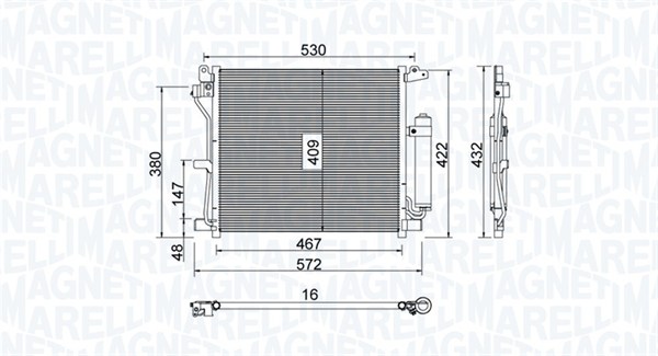 Condensatore, Climatizzatore - 350203799000 MAGNETI MARELLI