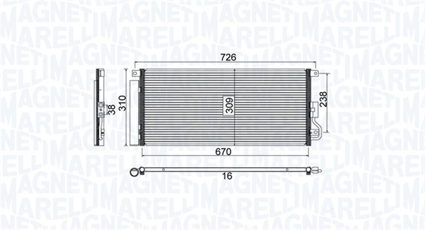 Condenser, air conditioning - 350203807000 MAGNETI MARELLI