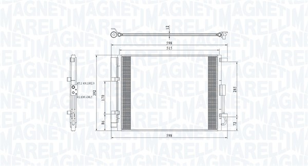 Condenser, air conditioning - 350203809000 MAGNETI MARELLI