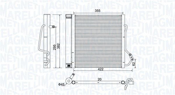 Condenser, air conditioning - 350203810000 MAGNETI MARELLI