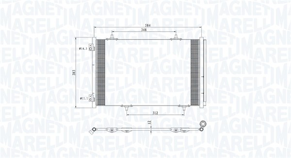 Condenser, air conditioning - 350203812000 MAGNETI MARELLI