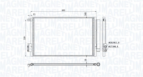 Condenser, air conditioning - 350203814000 MAGNETI MARELLI