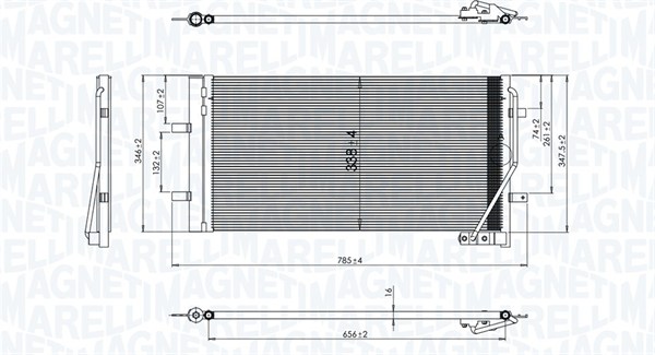 Condensatore, Climatizzatore - 350203842000 MAGNETI MARELLI