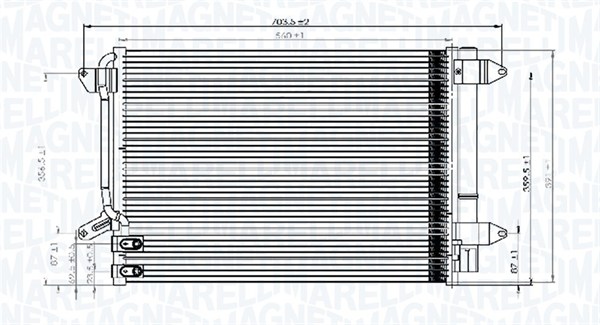 Condenser, air conditioning - 350203845000 MAGNETI MARELLI