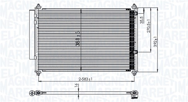Condenser, air conditioning - 350203850000 MAGNETI MARELLI