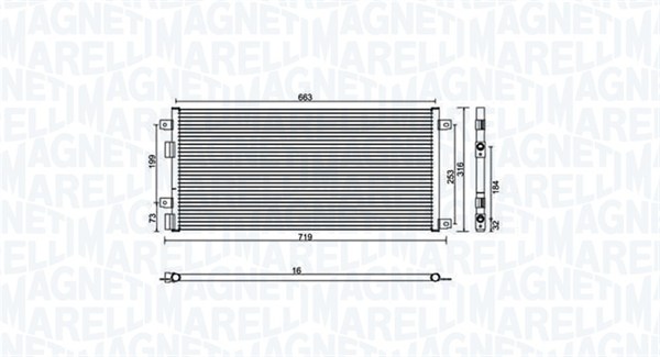 Condenser, air conditioning - 350203887000 MAGNETI MARELLI