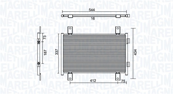 Condensatore, Climatizzatore - 350203895000 MAGNETI MARELLI