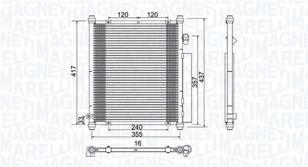 Condenser, air conditioning - 350203907000 MAGNETI MARELLI