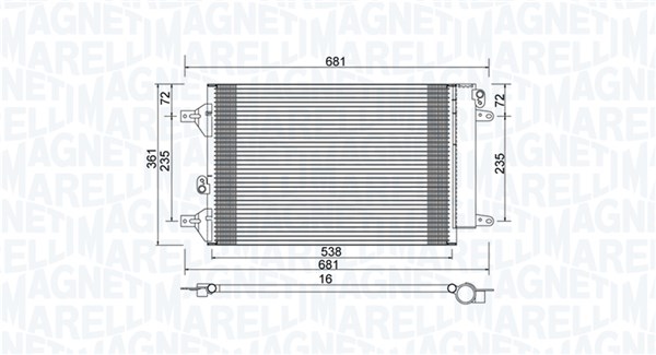 Condenser, air conditioning - 350203910000 MAGNETI MARELLI