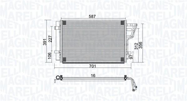 Condenser, air conditioning - 350203951000 MAGNETI MARELLI